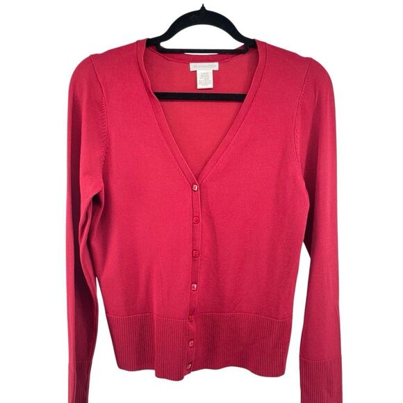 Worthington Women’s Red Knit Rayon Blend V-Neck Button Cardigan Sweater Large - Picture 12 of 12